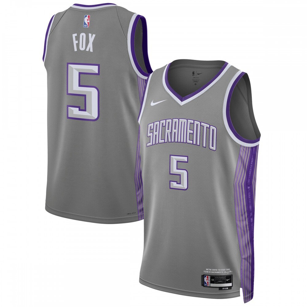 De'Aaron Fox Sacramento Kings Unisex 2022/23 Swingman Jersey - City Edition - Anthracite-Pro Kit Vault | Brand New 26/27 Sports Jerseys